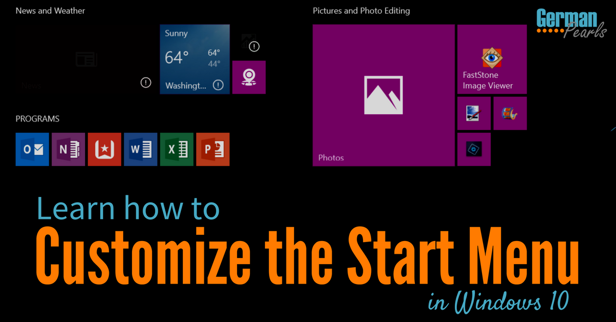 How To Customize Windows 10 Start Menu German Pearls