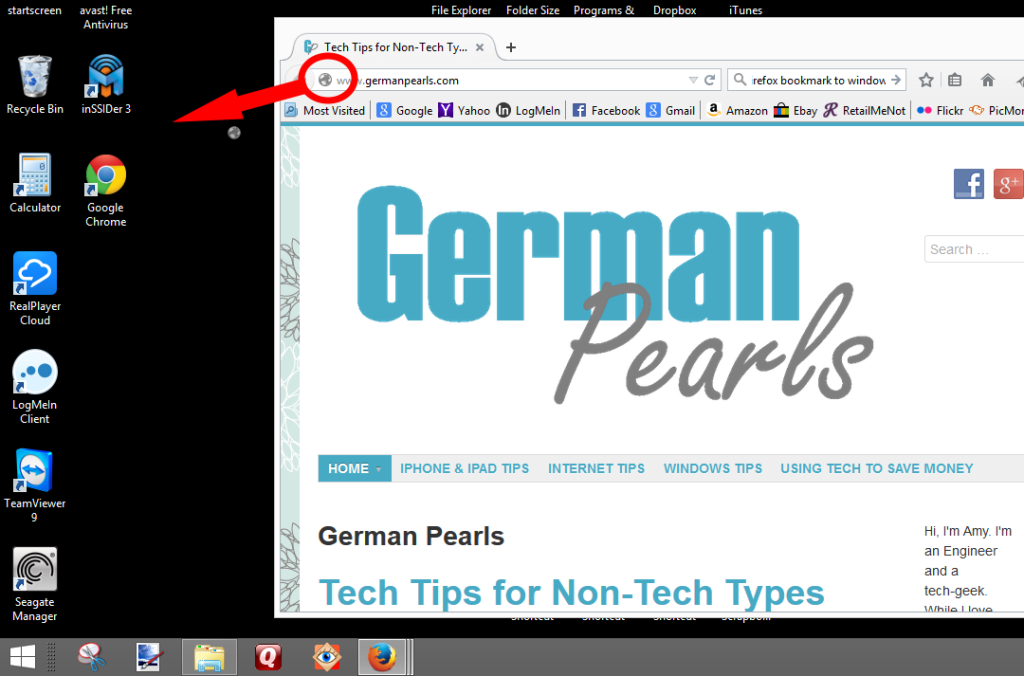 Add a Mozilla Firefox Bookmark to your Windows 8 Start Screen German