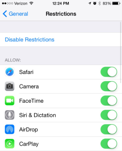 ipad iphone restrictions parental controls