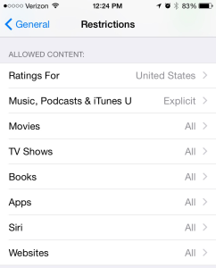 iphone ratings parental controls