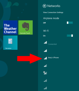 access hotspot on windows 8