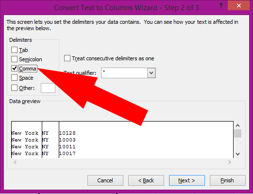 A tutorial showing how to use Microsoft Excel's text to column functions to split an address into separate columns.