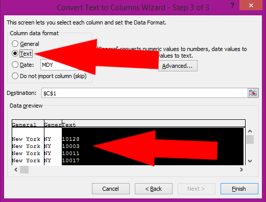 A tutorial showing how to use Microsoft Excel's text to column functions to split an address into separate columns.