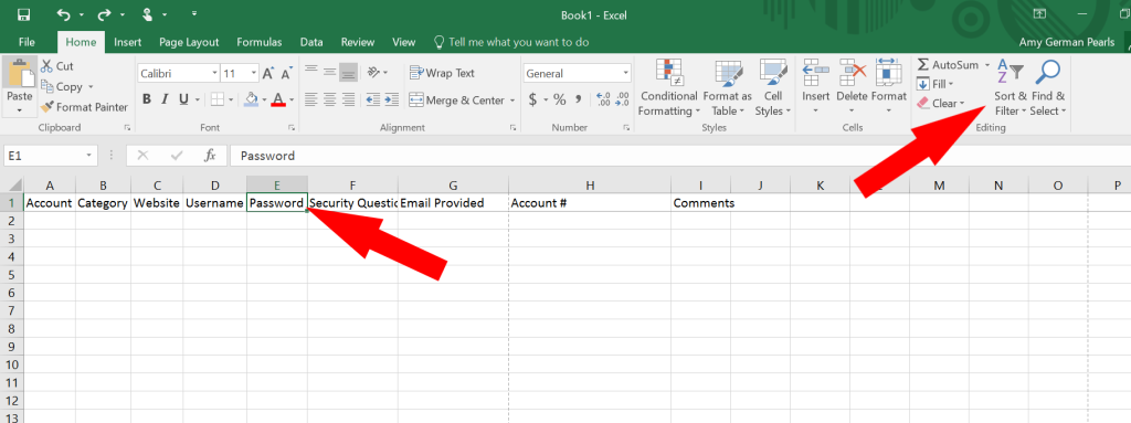 How to Use Microsoft Excel as a Password Keeper (or a Password Log)