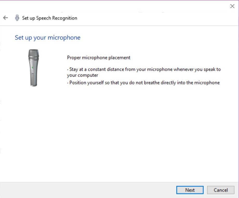 voice recognition in windows