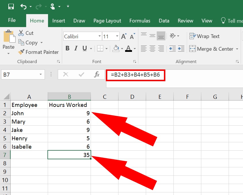 how to add in excel - add column of cells in microsoft excel