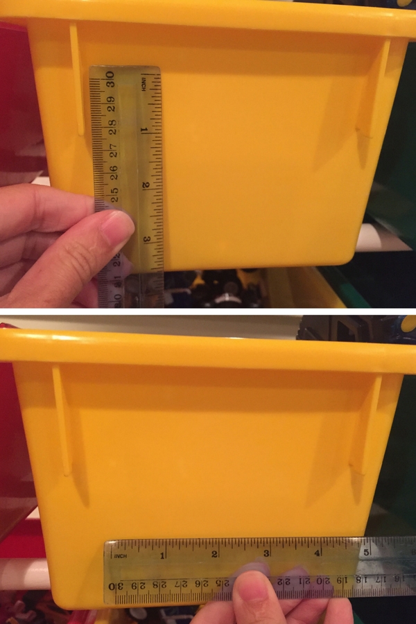 measure your toy storage bins to determine what size labels you want to make