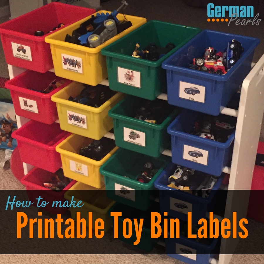 How to Make Printable Labels for Toy Storage Bins - German Pearls In Bin Labels Template