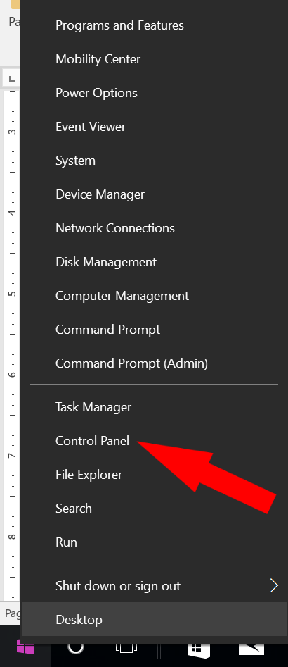 How to access the control panel in Windows 10