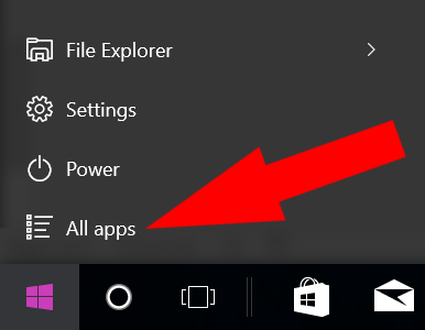Open the control panel in Windows 10 by clicking start, all apps, windows system and control panel