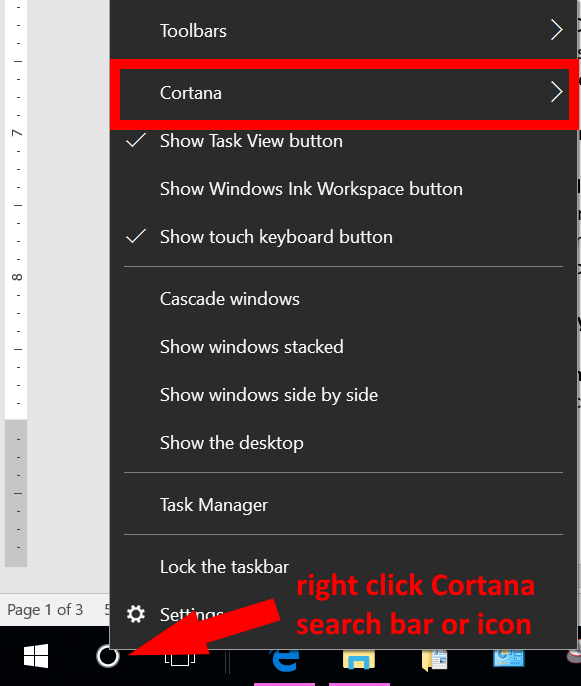 How to Hide Cortana Search Bar