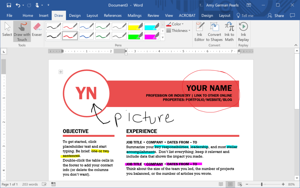 Draw, Highlight and Comment on a Word Document
